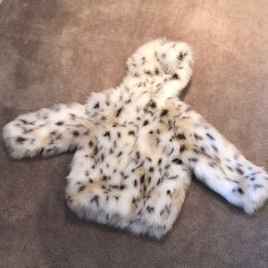 SNOW LEOPARD FAUX FUR PARKA/ COAT & LEG WARMERS